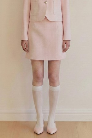 크리미 트위드 스커트 / 핑크