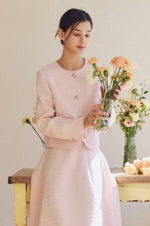 크리미 트위드 자켓 / 핑크