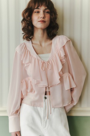 오로라 리본 블라우스 / 핑크