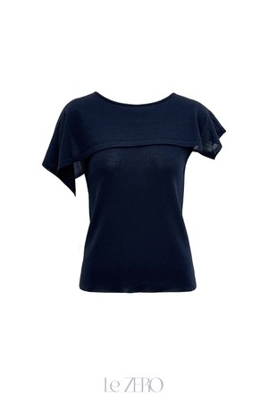 르제로 썸머 플로우 케이프 니트 / 네이비