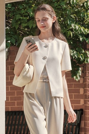 썸머 슬릿 트위드 자켓 / 바닐라