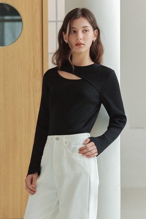 [2컬러] 언발란스 슬릿 포인트 니트