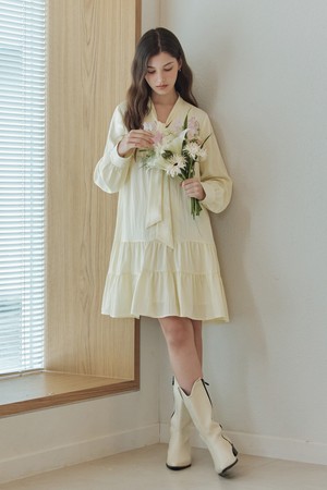 [2컬러] 타이 셔링 원피스