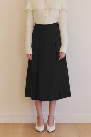 벨트 플리츠 스커트 / 블랙