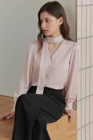 뉴 타이 블라우스 / 핑크