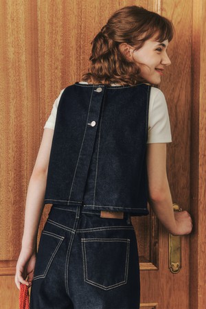 데님 크롭 뷔스티에 / 딥인디고