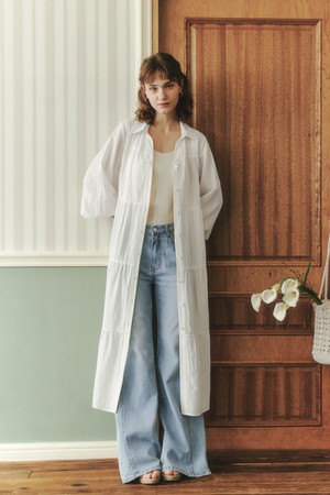 [2컬러] 롱 소프트 셔츠 원피스