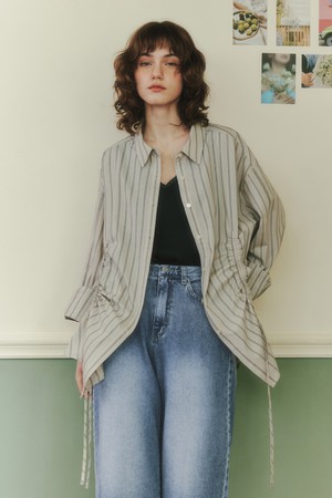 [2컬러] 스트링 스트라이프 셔츠