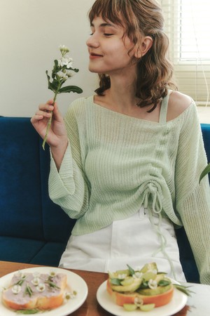 [2컬러] 스트링 포인트 니트 & 나시 세트