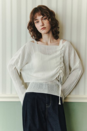 [2컬러] 스트링 포인트 니트 & 나시 세트