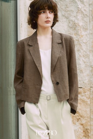 르제로 썸머 린넨 체크 자켓 / 브라운