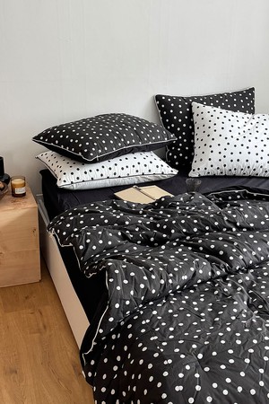 폴카 도트 화이트 블랙 겨울 차렵이불세트 SS