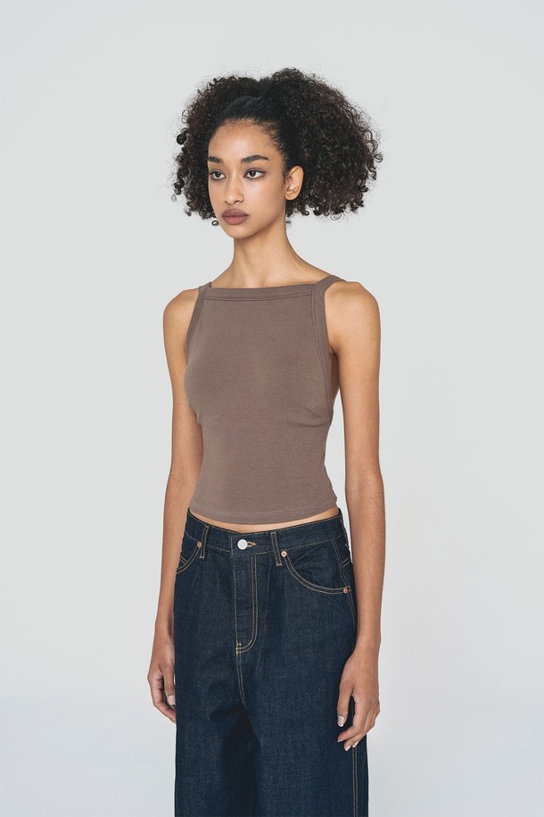 BICE ACHIEVE YOUTH - 민소매티셔츠 - PAD BACKLESS TOP BROWN