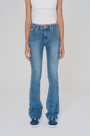 USA HIGH RISE BOOTS CUT JEANS BLUE