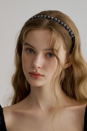 블랙 플라워 비즈 헤어밴드 JC047HB