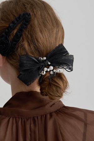 진주 리본 윙 포니테일 JP-25-117P