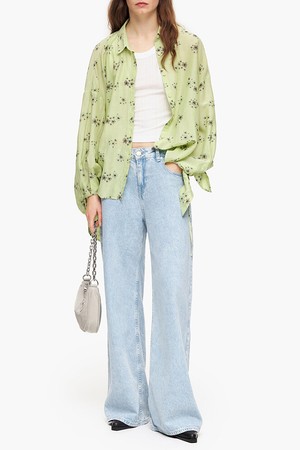 [23SS] 빔바이롤라 그린 플라워 프린트 백홀 셔츠 블라우스 B235JWB003GNB