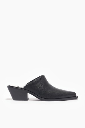 [23SS] 블랙 가죽 웨스턴 뮬 (클로그) B235JIS007BKC