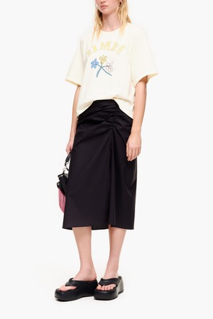 [23SS] 빔바이롤라 블랙 드레이핑 미디 스커트 B235JWS009BKA