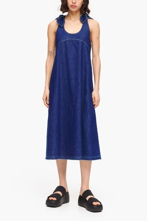 [23SS] 빔바이롤라 블루 데님 매듭 슬리브리스 드레스 B235JWO037BLB