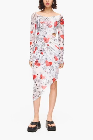 [23SS] 빔바이롤라 닉네임 하트 프린트 드레이핑 드레스 B235JWO027IVB