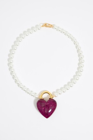 [24FW] 빔바이롤라 핑크 하트 진주 포인트 네크리스 B246AIU019PKF