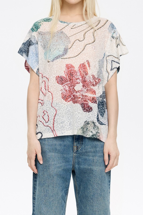 BIMBA Y LOLA - 반소매 티셔츠 - [25SS] 데보레 티셔츠 B255AWT003IVB