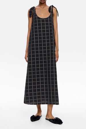 [25SS] 빔바이롤라 체크 A-라인 타이 드레스 B255AWO009BKB