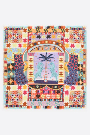 [25SS] 빔바이롤라 라일락 레오파드 지오메트릭 숄 B255AII003PPF