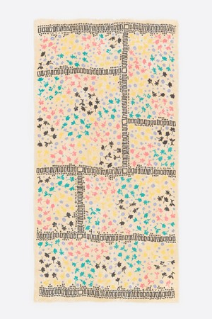 [25SS] 빔바이롤라 블루 플로럴 보더 숄 B255AII008WHF