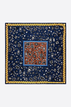 [25FW] 이캇믹스 프린트 네이비블루 스카프 B256AIF003NYF