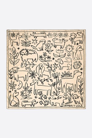 [25FW] 에크루 스케치 강아지 스카프 B256AIF005IVF