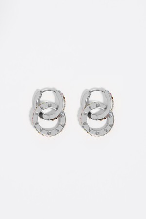 [25FW] 실버 로고 더블 후프 이어링 B256AIW008SIF