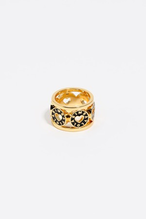 [25FW] 블랙 하트 로고 골드톤 메탈 링 B256AIR007BKD