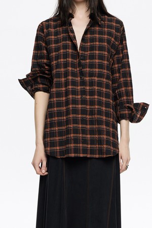 [25FW] 오렌지 체크 무늬 텍스처 셔츠 B256AWB006ORB