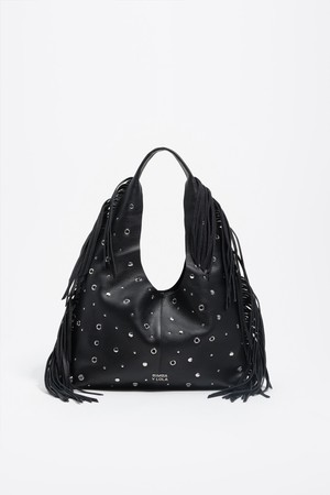 [25FW] 블랙 레더 비키니 페이퍼 백 B256AIB017BKF