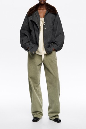 [25FW] 다크그레이 디태처블 퍼 더블브레스트 재킷 B256AWJ003GRB