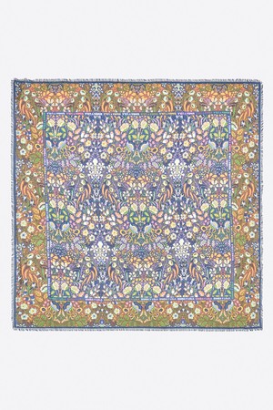 [25FW] 네이비 플라워 & 로고 보더 스카프 B256AII014NYF