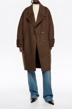 [25FW] 다크브라운 더블 페이스 맥시 라펠 코트 B256AWC002DWB