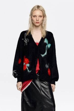 [25FW] 빔바이롤라 블랙 알파카 울 리브드 카디건 B256AWG003BKE