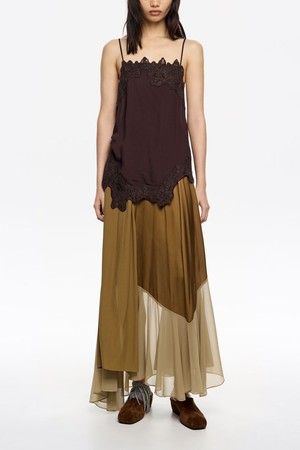 [25FW] 빔바이롤라 캐멀 패치워크 플루이드 스커트 B256AWS002CMA