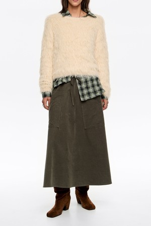 [25FW] 빔바이롤라 카키 어드저스터블 미디 스커트 B256AWS004KAB