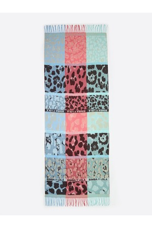 [25FW] 코랄 패치워크 애니멀 프린트 아크릴 자카드 숄 B256AII010COF