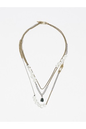 [25FW] 투톤 멀티 체인 & 진주 목걸이 B256AIU020GOF