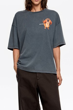 [25FW] 그레이블루 닥스훈트 로고 티셔츠 B256AWT021GRB