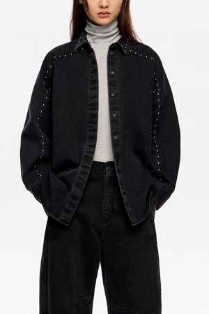 [25FW] 빔바이롤라 블랙 스터드 데님 셔츠 B256AWB010BKB