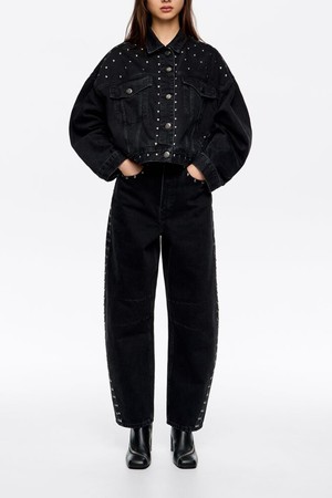 [25FW] 빔바이롤라 블랙 스터드 배럴 팬츠 B256AWN010BKA