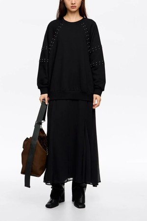 [25FW] 빔바이롤라 워시드블랙 스터드 스웻셔츠 드레스 B256AWO006BKB