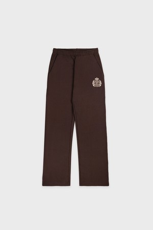 [공식] 스포티앤리치 NY 크레스트 자수 와이드 스웻팬츠 남여공용 - 브라운 R256AUP004_BROWN-a