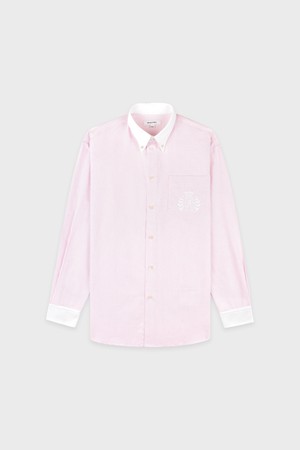 [공식] 스포티앤리치 H&W 크레스트 오버사이즈 옥스포드 셔츠 - 핑크 R255AWI007_PINK-a